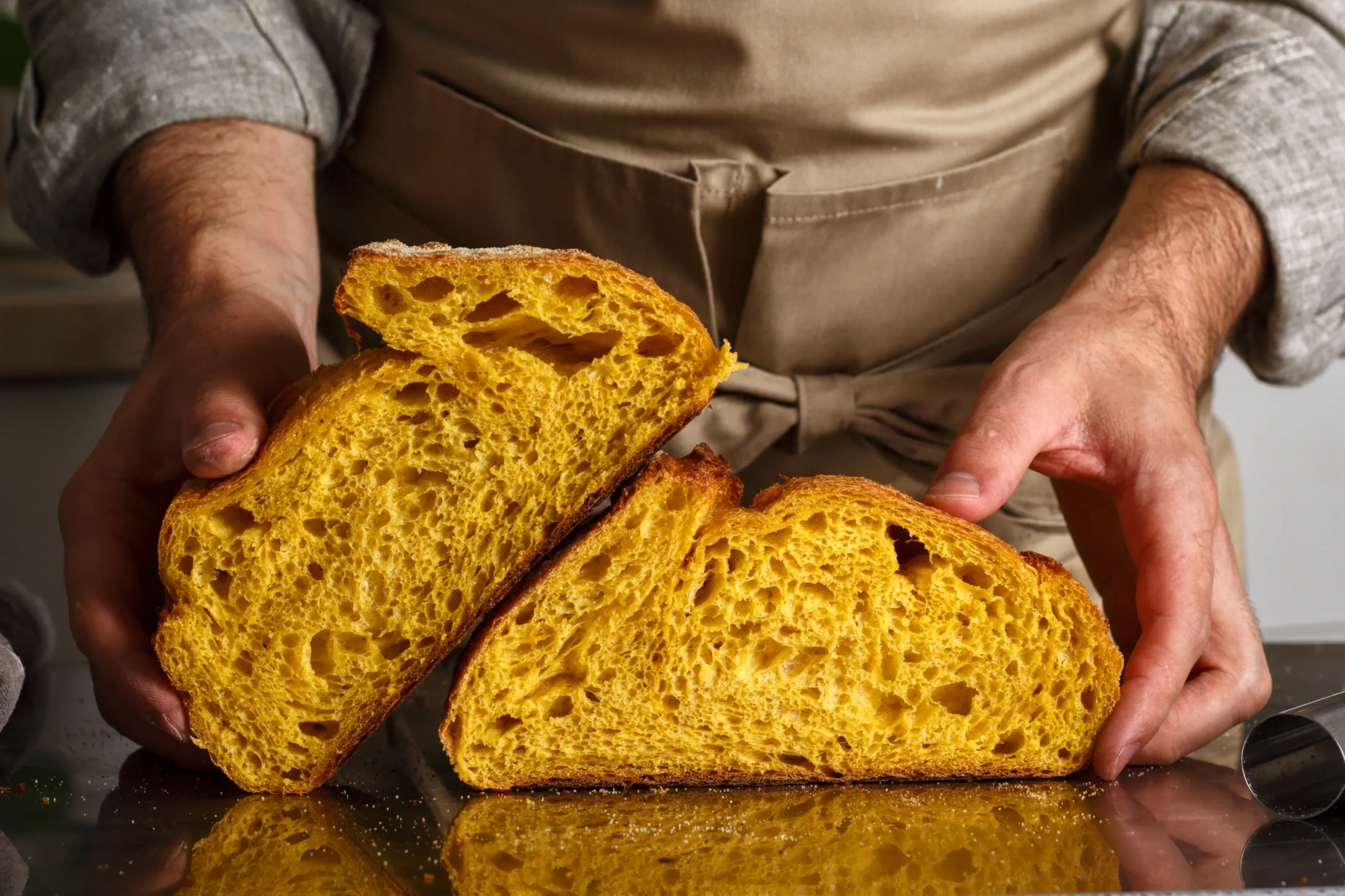 Pane di zucca tagliato